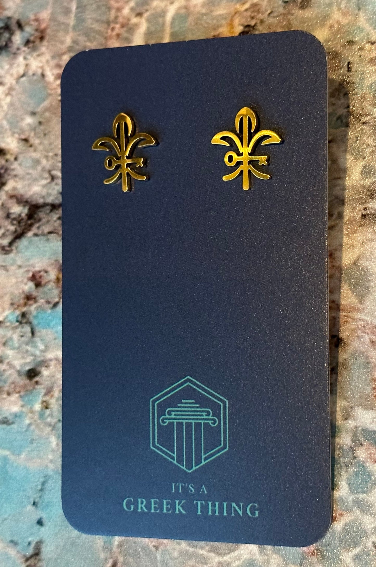 Kappa Kappa Gamma Sorority Logo Gold Earrings