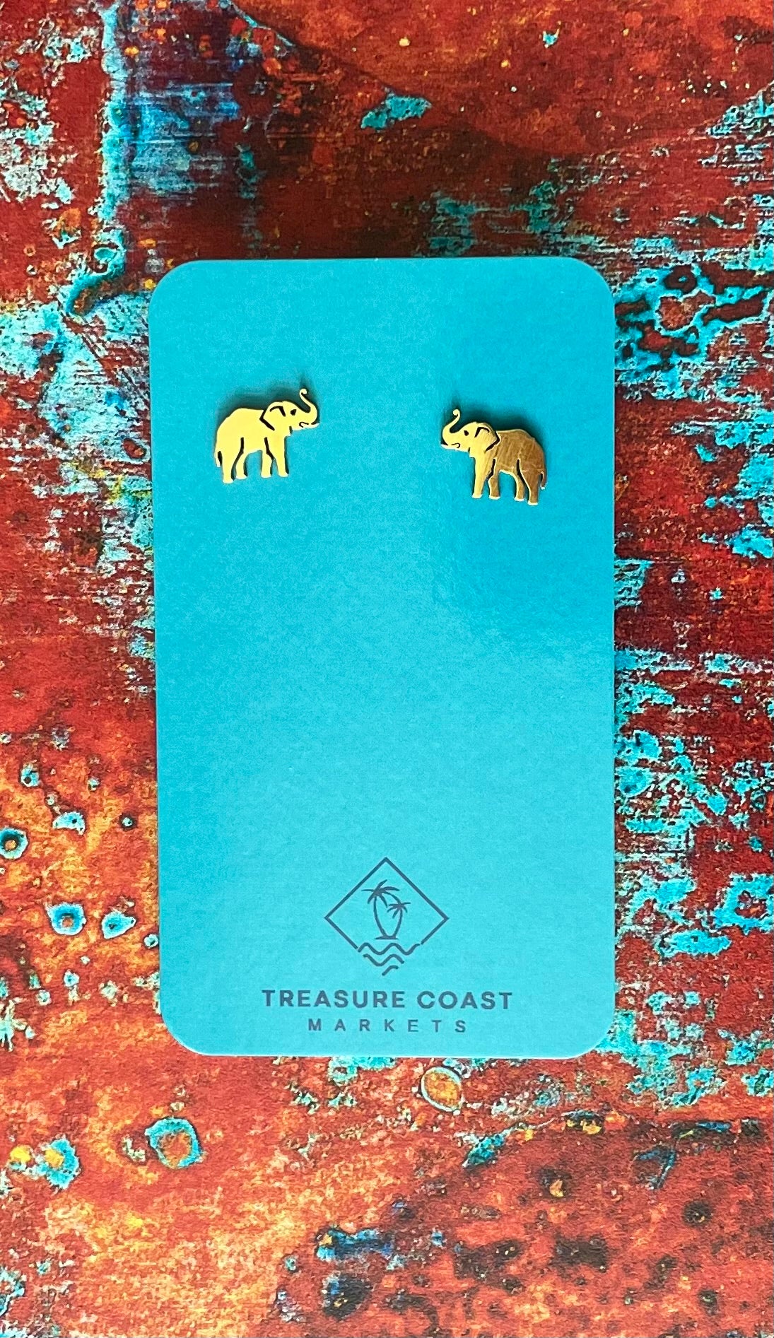 Cute Elephant Gold Stud Earrings
