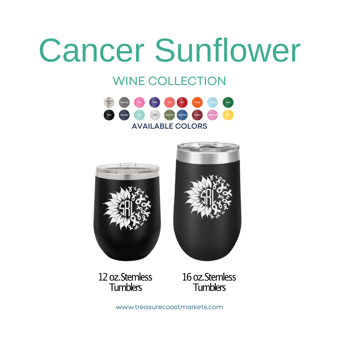 Monogram Cancer Sunflower Wine Tumbler