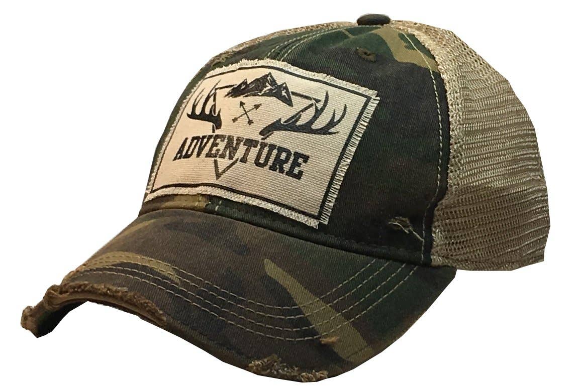 Adventure Distressed Trucker Hat Baseball Cap