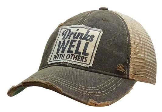 Drinks Well With Others Pink Trucker Hat Baseball Cap