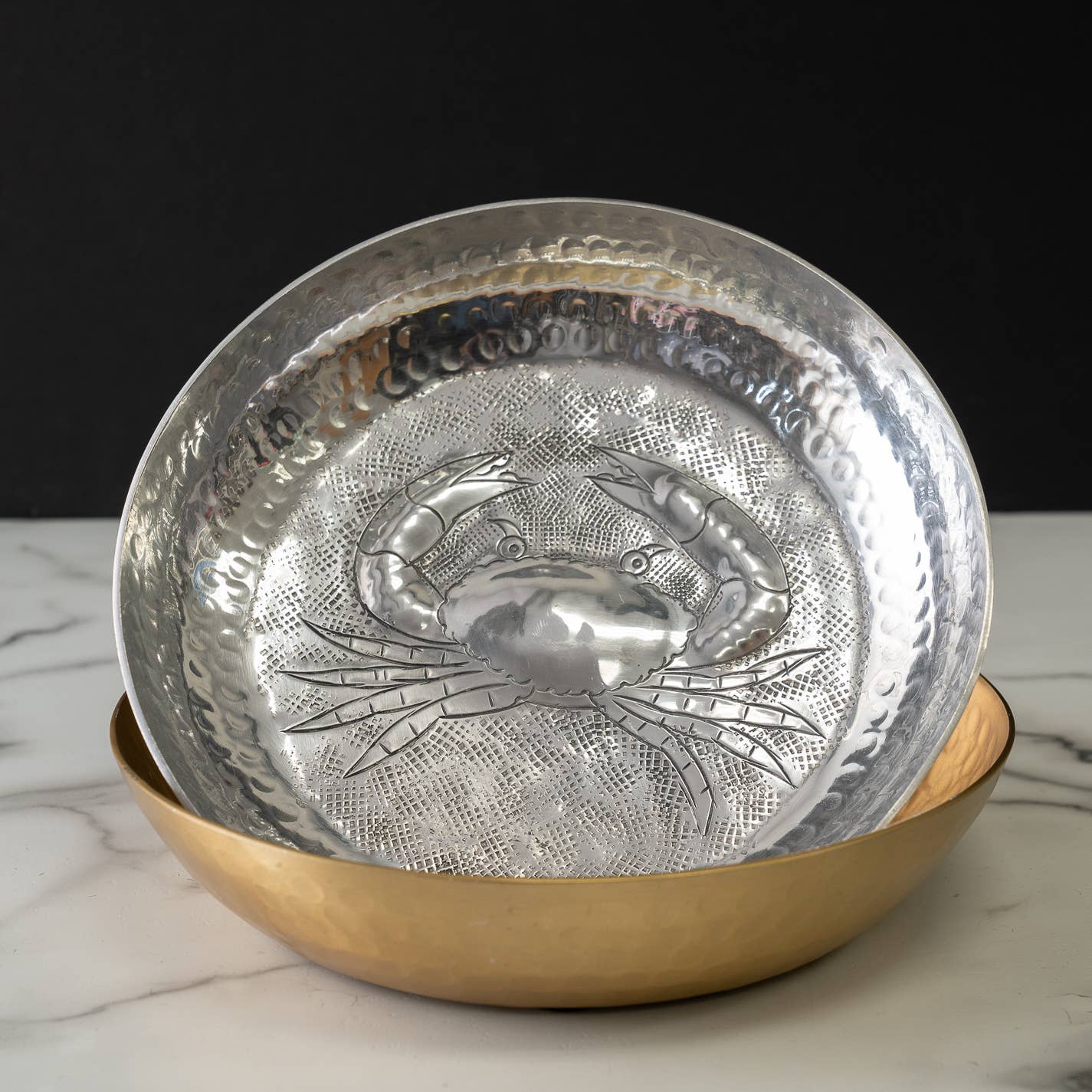 Crab Plate with Hammered Design
