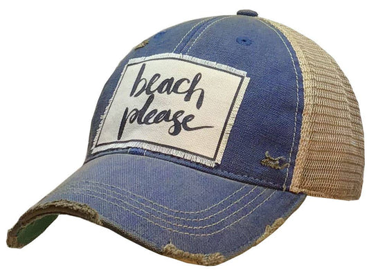 Beach Please Distressed Trucker Hat Baseball Cap