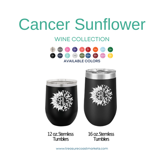 Monogram Cancer Sunflower Wine Tumbler