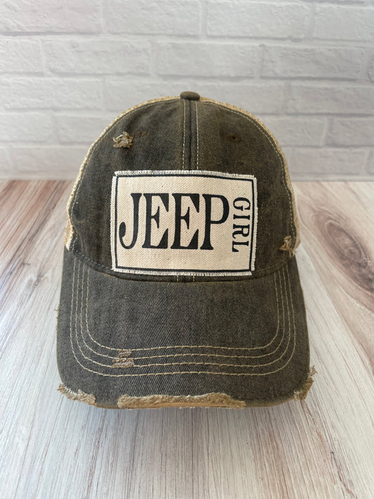 Distressed Trucker Cap- Jeep Girl