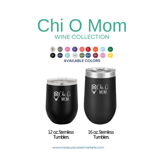 Chi Omega Mom Wine Tumbler