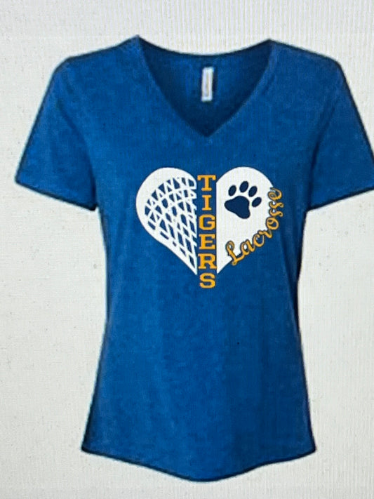 Tigers Lacrosse Heart Shirt- Women's Cotton
