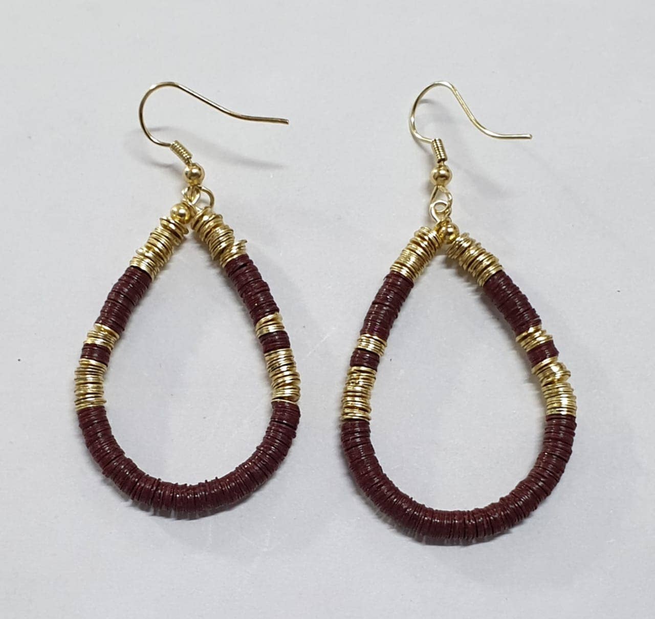 School Spirit Teardrop Sequin Earrings-Garnet/Gold