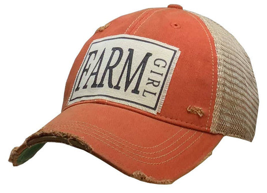 Farm Girl Distressed Trucker Hat Baseball Cap