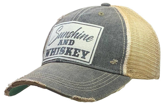 Sunshine & Whiskey Distressed Trucker Cap